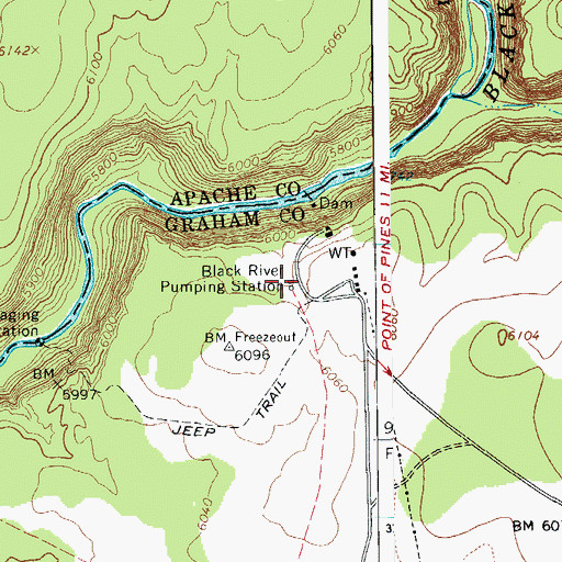 Topographic Map of Black River Pumping Station, AZ