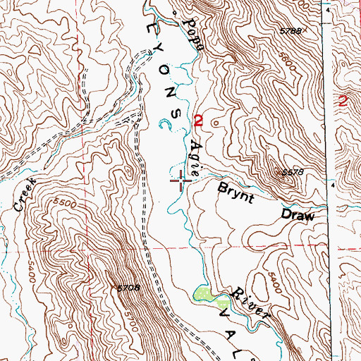 Topographic Map of Brynt Draw, WY