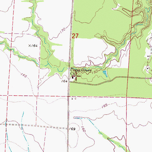 Topographic Map of Cedar Grove Cemetery, AL