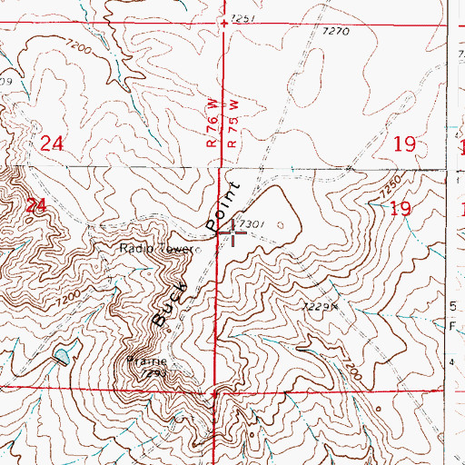 Topographic Map of Buck Point, WY