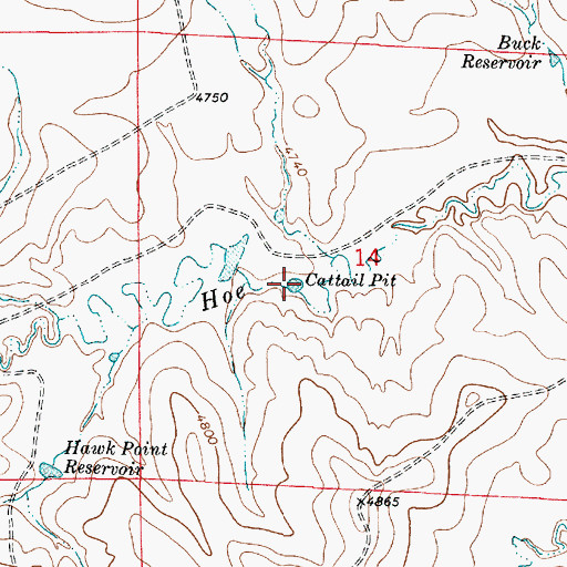 Topographic Map of Buck Reservoir, WY