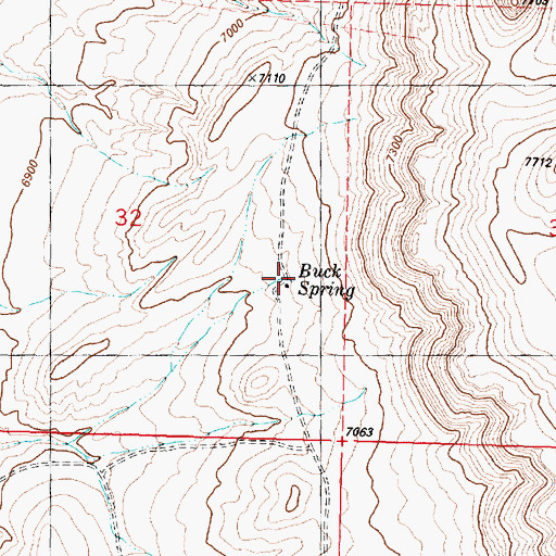 Topographic Map of Buck Spring, WY