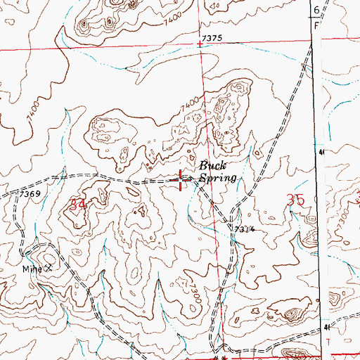 Topographic Map of Buck Spring, WY
