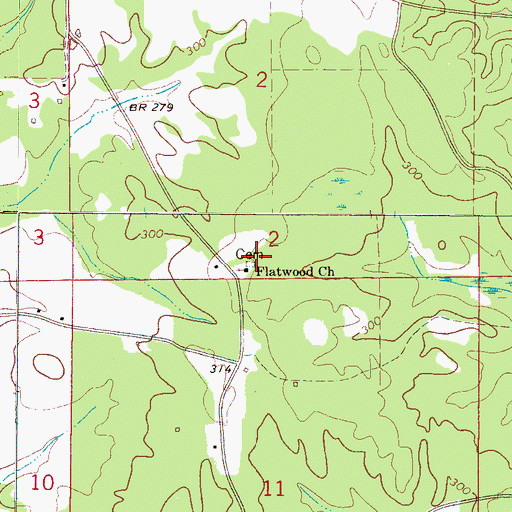 Topographic Map of Flatwood Cemetery, AL