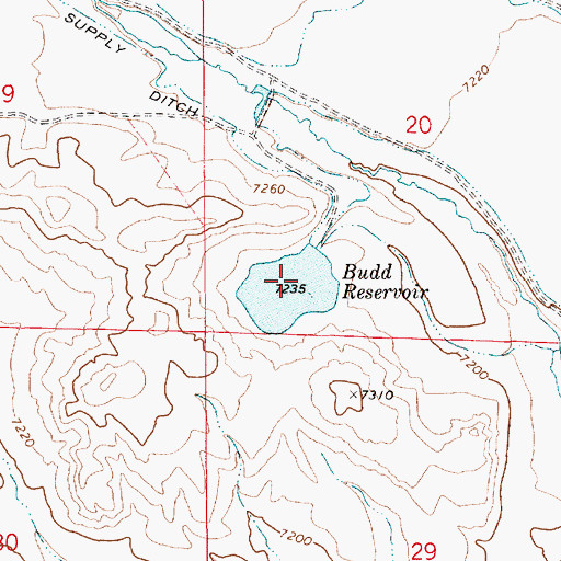 Topographic Map of Budd Reservoir, WY
