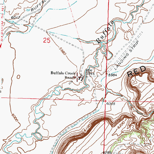 Topographic Map of Buffalo Creek Ranch, WY