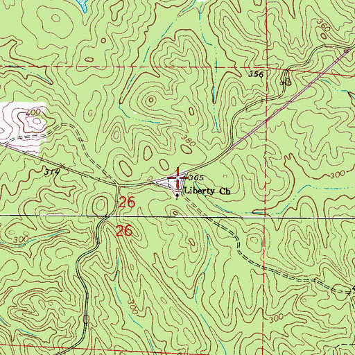 Topographic Map of Liberty Cemetery, AL
