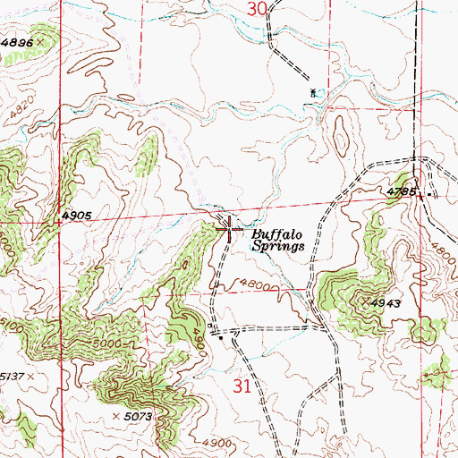 Topographic Map of Buffalo Springs, WY