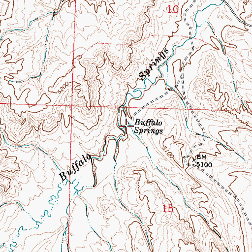 Topographic Map of Buffalo Springs, WY