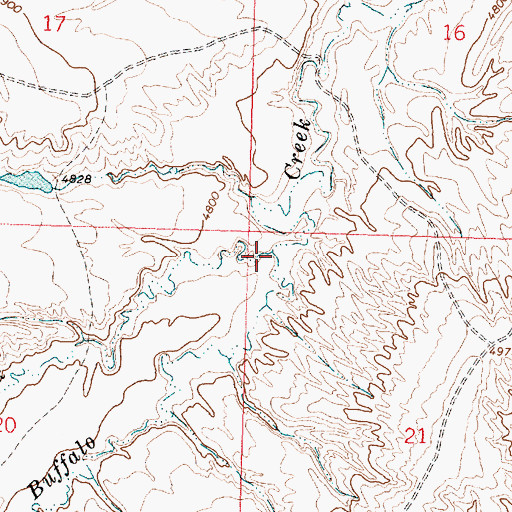 Topographic Map of Buffalo Springs Creek, WY