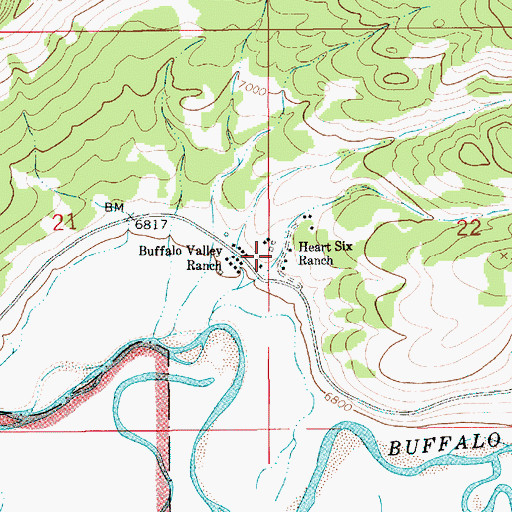 Topographic Map of Buffalo Valley Ranch, WY