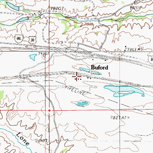 Topographic Map of Buford, WY