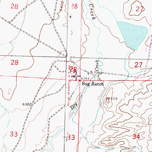 Topographic Map of Bug Ranch, WY