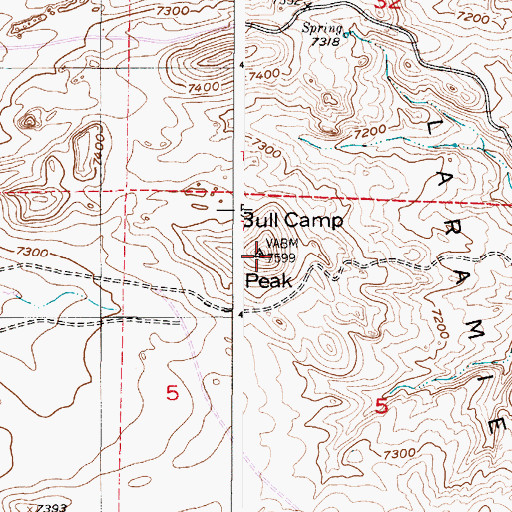 Topographic Map of Bull Camp Peak, WY