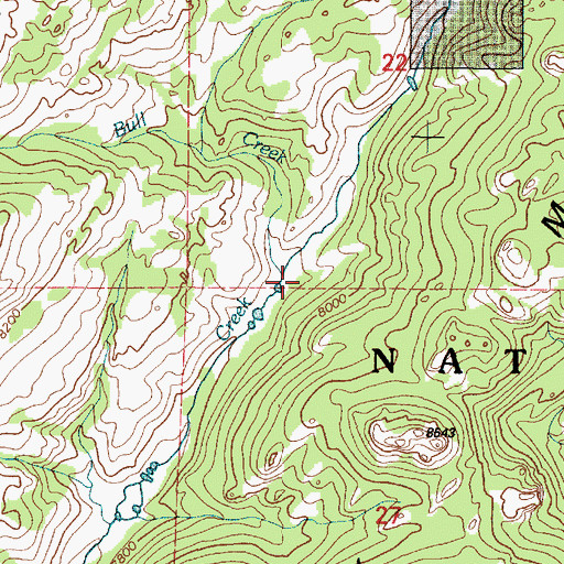 Topographic Map of Bull Creek, WY