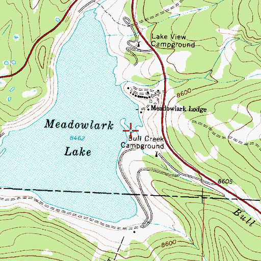 Topographic Map of Bull Creek, WY