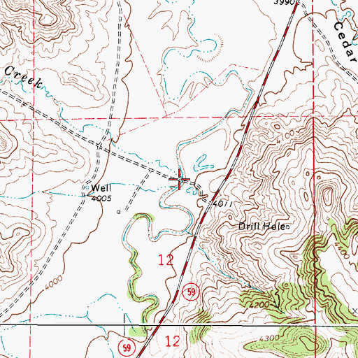 Topographic Map of Bull Creek, WY