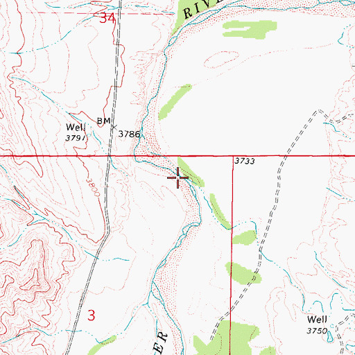 Topographic Map of Bull Creek, WY