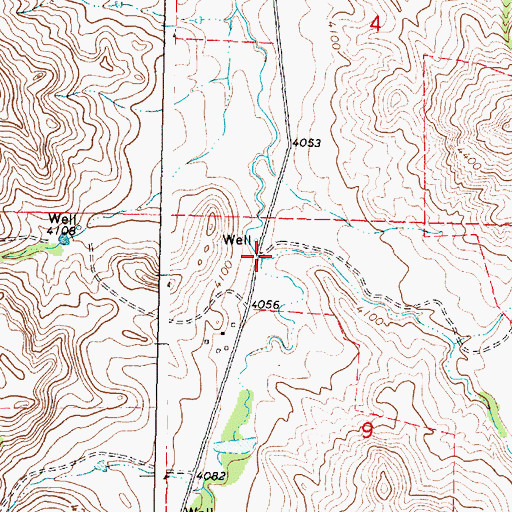 Topographic Map of Bull Creek, WY