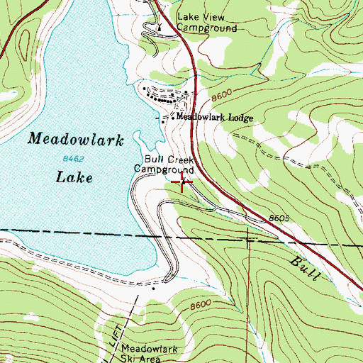 Topographic Map of Bull Creek Campground, WY