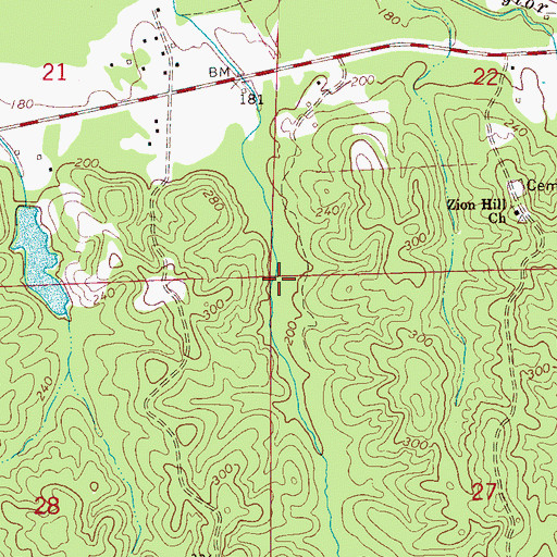 Topographic Map of Mount Moriah Cemetery, AL