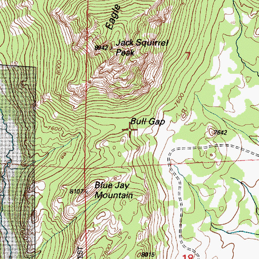 Topographic Map of Bull Gap, WY
