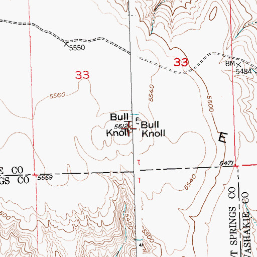 Topographic Map of Bull Knoll, WY
