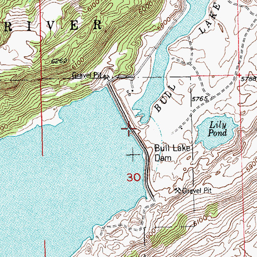 Topographic Map of Bull Lake Dam, WY