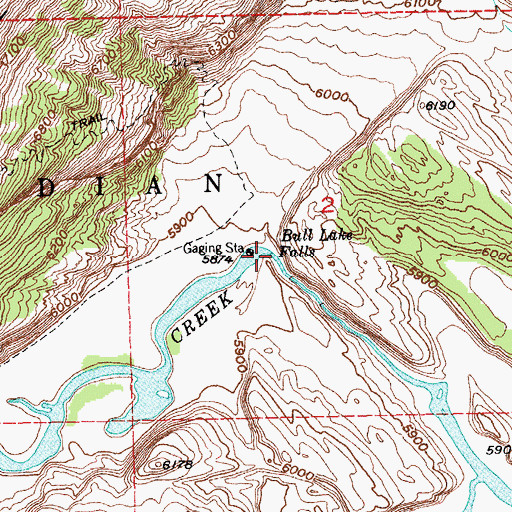 Topographic Map of Bull Lake Falls, WY