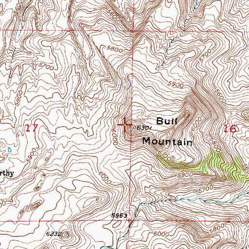 Topographic Map of Bull Mountain, WY
