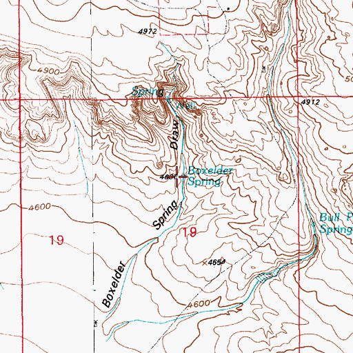 Topographic Map of Bull Pasture Spring, WY