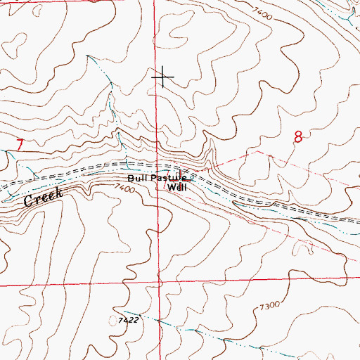 Topographic Map of Bull Pasture Well, WY