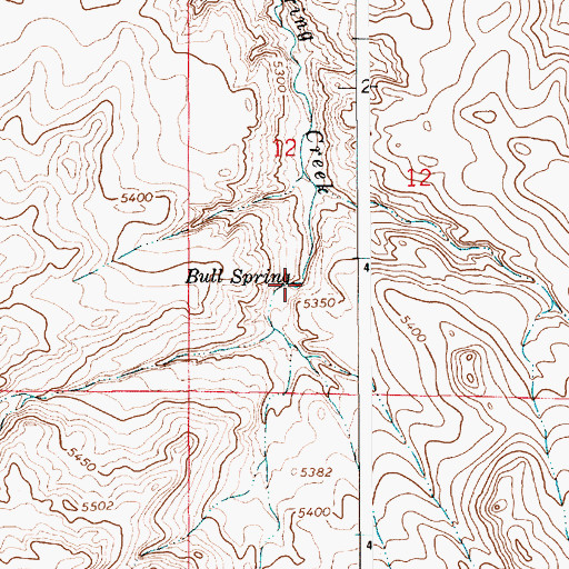Topographic Map of Bull Spring, WY