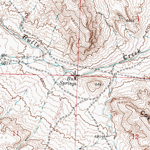 Topographic Map of Bull Springs, WY
