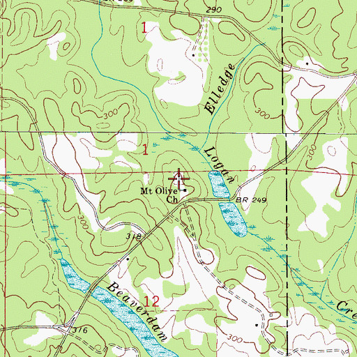 Topographic Map of Mount Olive Cemetery, AL