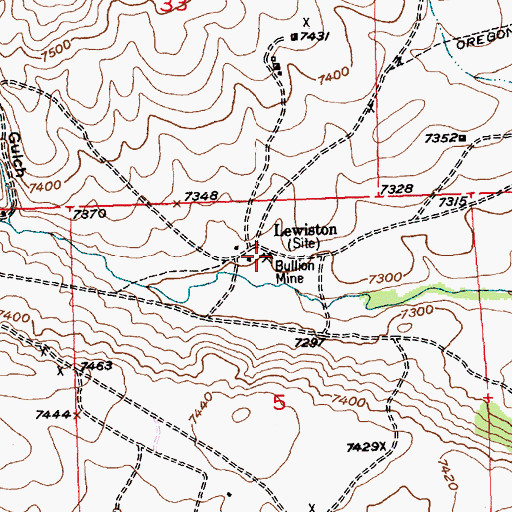 Topographic Map of Bullion Mine, WY