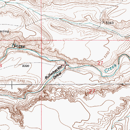 Topographic Map of Bullwhacker Draw, WY