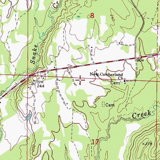 Topographic Map of New Cumberland Cemetery, AL
