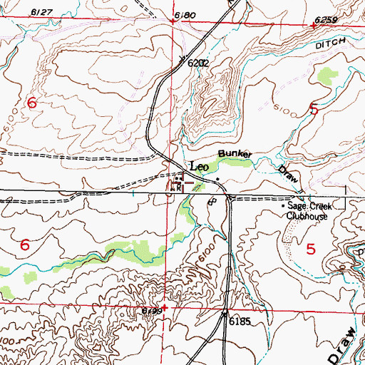 Topographic Map of Bunker Draw, WY