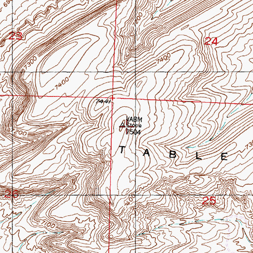 Topographic Map of Table Mountain, WY