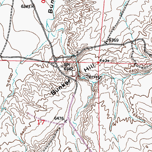 Topographic Map of Bunker Hill, WY