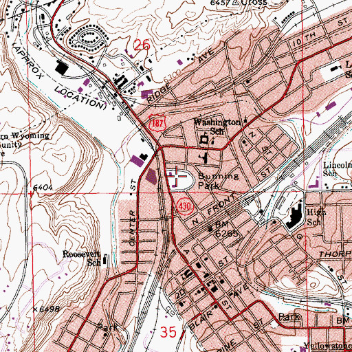 Topographic Map of Bunning Park, WY