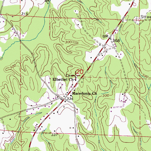 Topographic Map of Old El Bethel Cemetery, AL