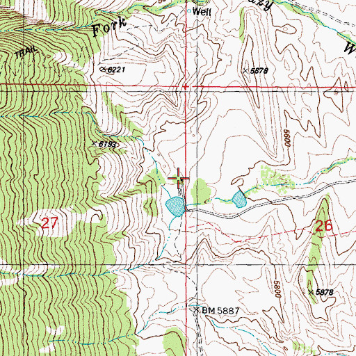 Topographic Map of Burdick Ranch, WY