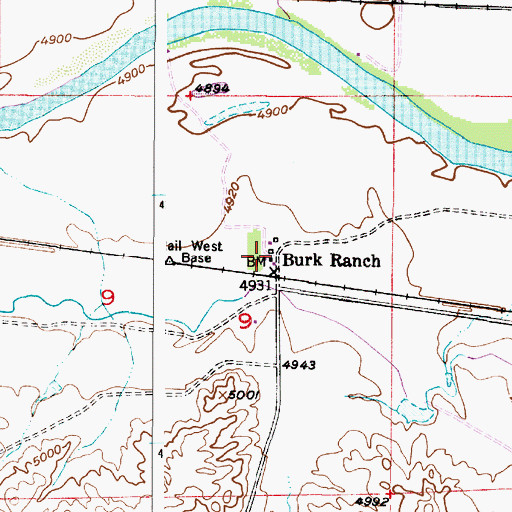 Topographic Map of Burk Ranch, WY