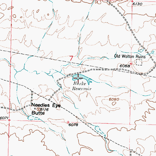 Topographic Map of Burke Reservoir, WY