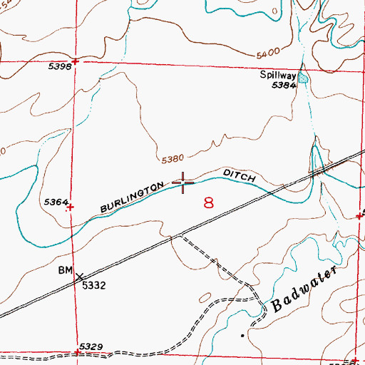 Topographic Map of Burlington Ditch, WY
