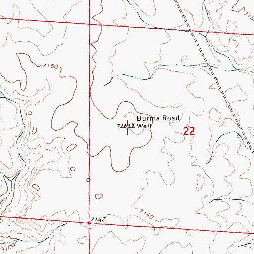 Topographic Map of Burma Road Well, WY