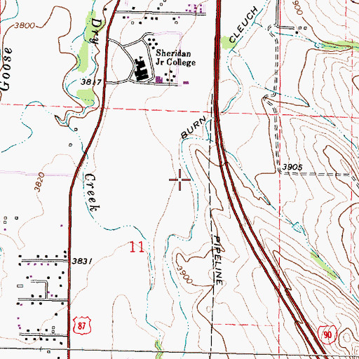Topographic Map of Burn Cleuch Ditch, WY