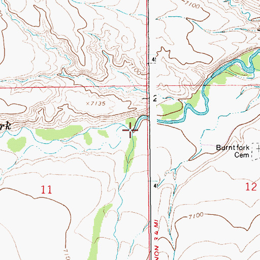 Topographic Map of Burnt Fork, WY